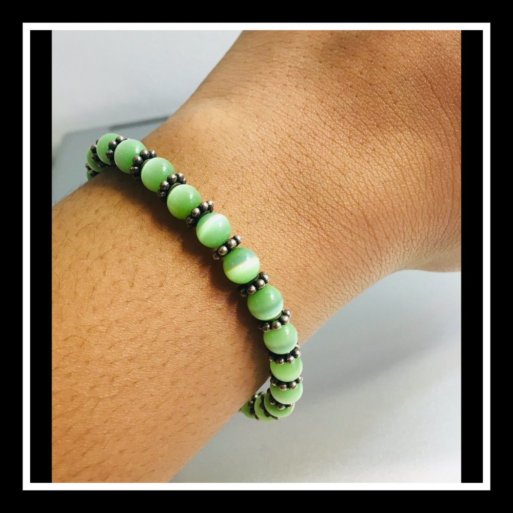 Green Envy Handmade Beaded Bracelet